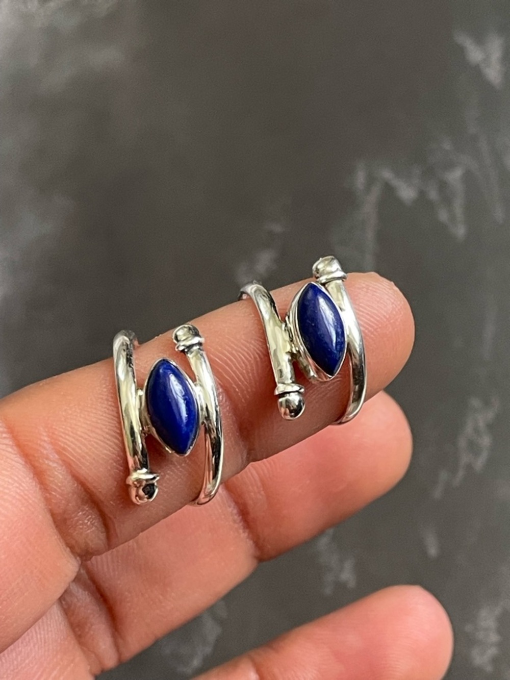 925 Sterling Silver Natural Lapis Lazuli Ring, US:6,8,9 “BOHO”